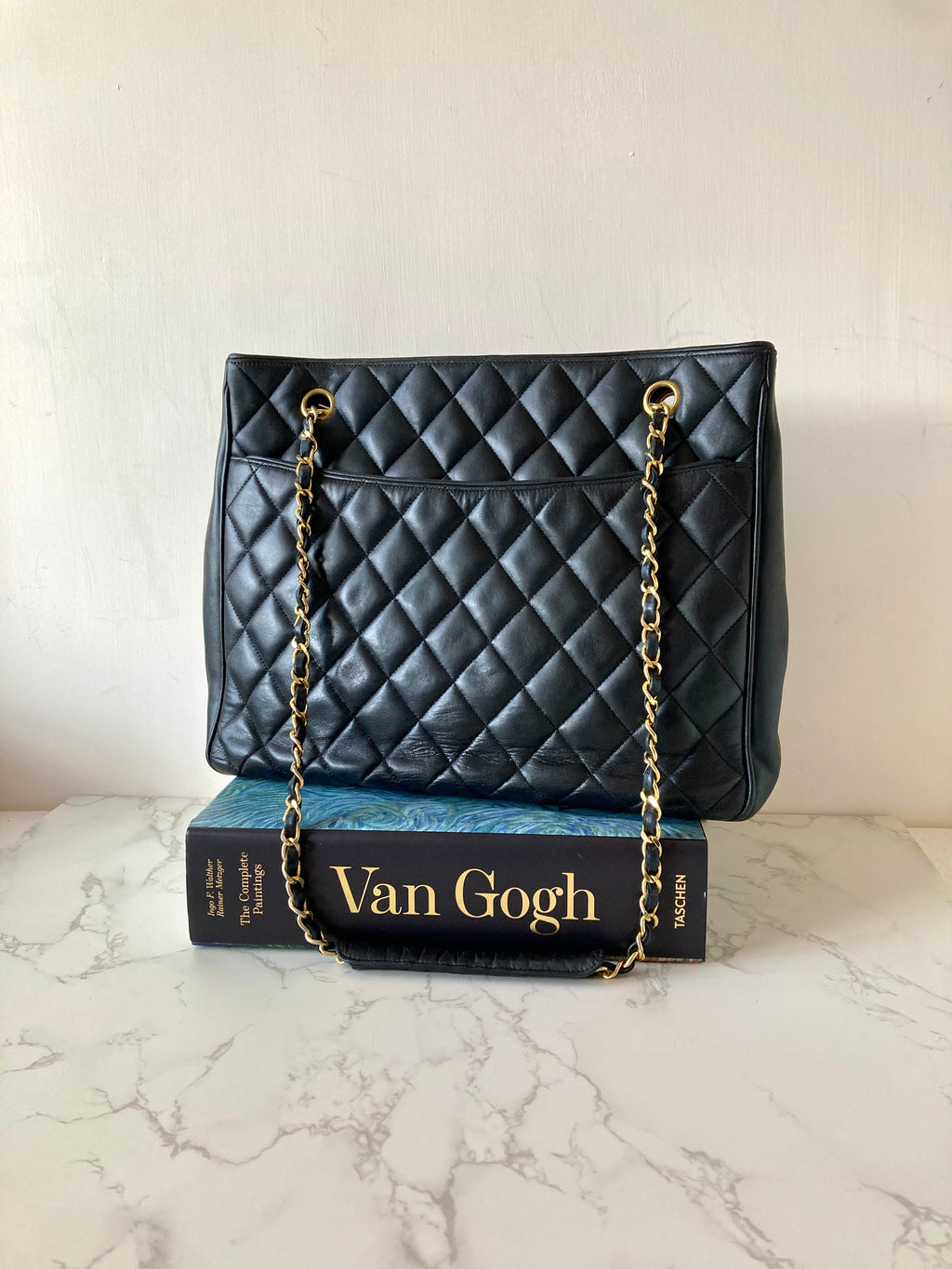 CHANEL Metalasse Black x Gold Lamb Leather Chain Tote Bag
