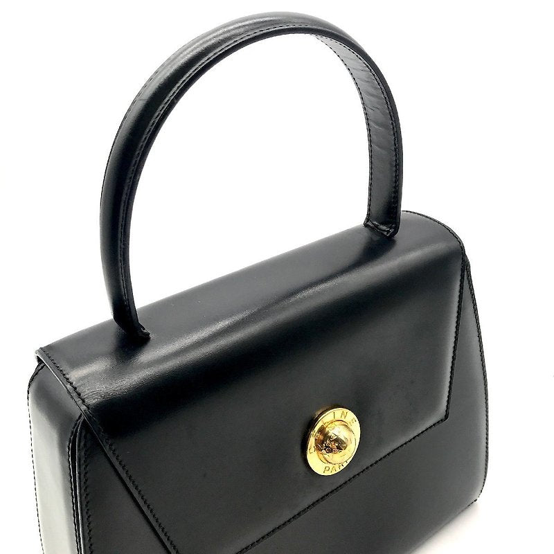 CELINE Rare Planet Black Gold Leather Kelly Handbag/Handbag