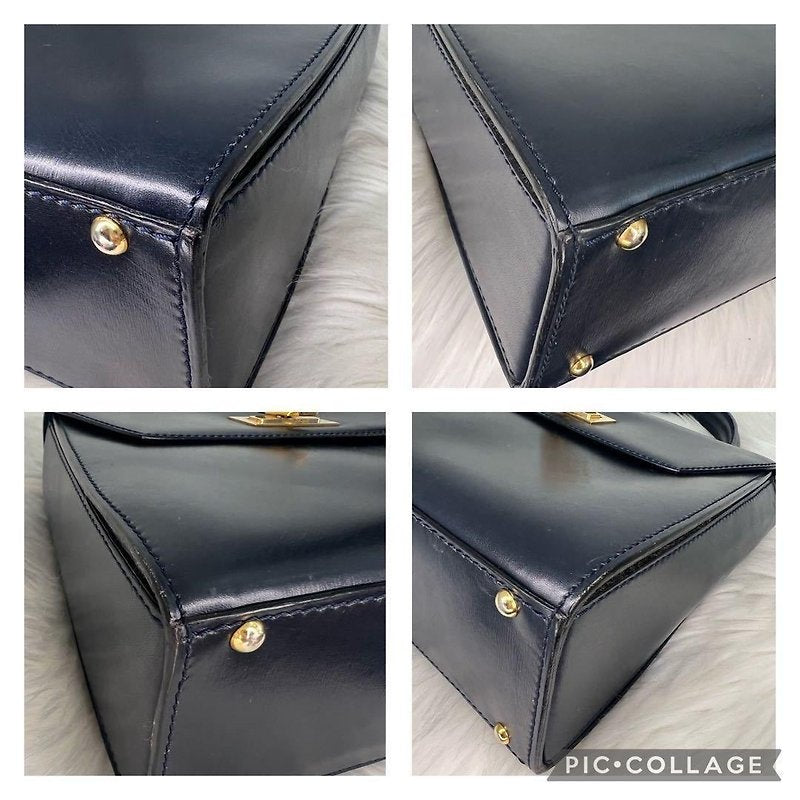 CELINE 稀有黑色金旋轉扣小凱莉皮革側背包/斜背包/手提包 - 日本中古二手Vintage