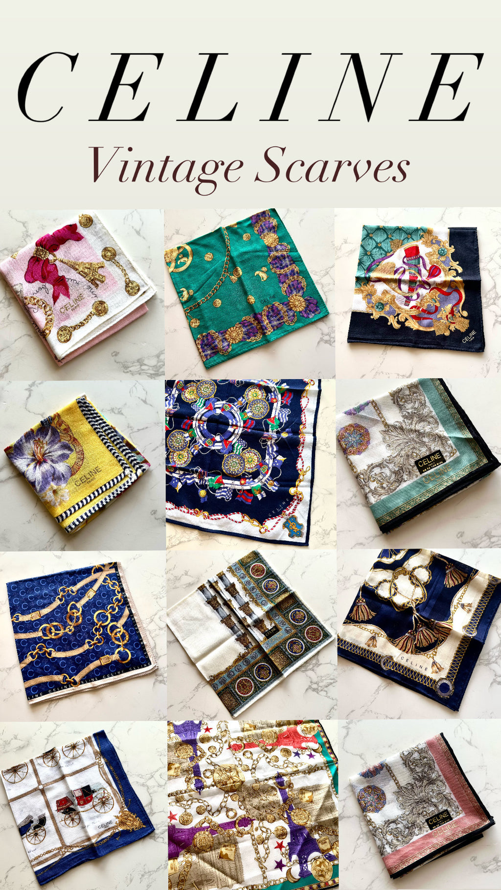 CELINE 中古方型絲巾（約46x46cm)（隨機款式）· 新春禮品