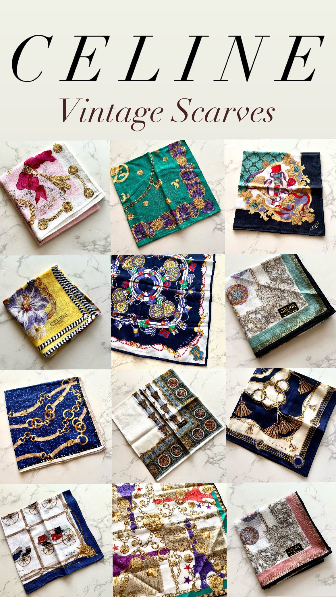 CELINE 中古方型絲巾（約46x46cm)（隨機款式）· 新春禮品