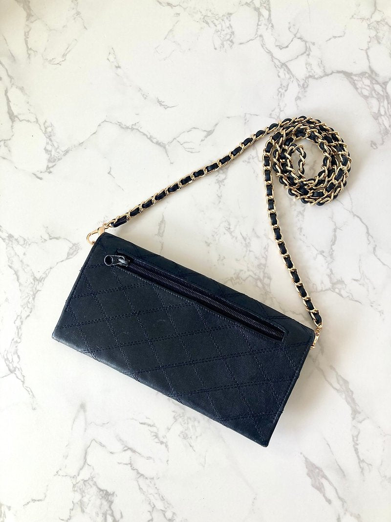 CHANEL Black Gold Buckle Envelope Small Bag/Side Bag/Messenger Bag/Clutch Bag/Mid-Length Wallet