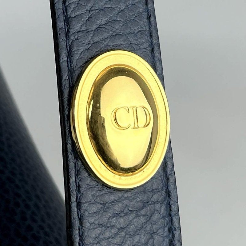 CHRISTIAN DIOR 稀有深藍色金蛋凱莉皮革側背包/斜背包/手提包