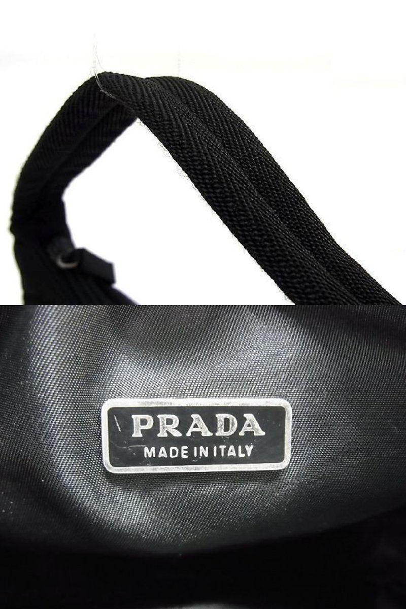 PRADA black silver triangle Hobo underarm shoulder bag/underarm bag/side backpack