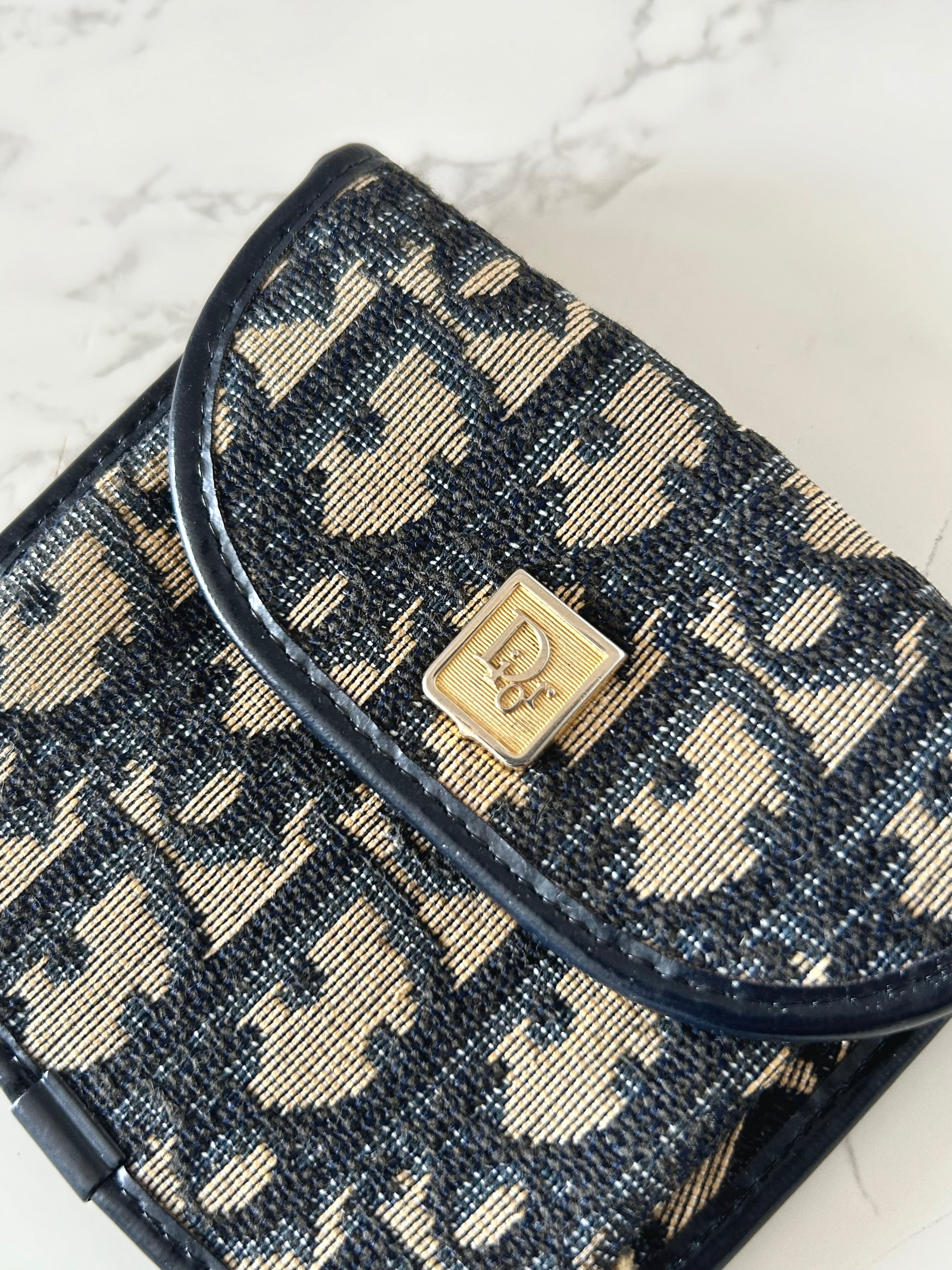 CHRISTIAN DIOR blue and black monogram multi-purpose small bag/coin purse