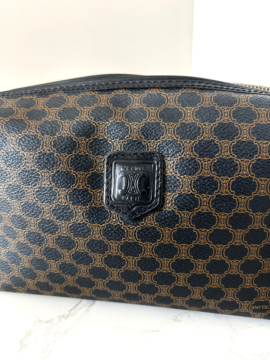 CELINE Rare Medium Cloud Black Old Flower Side Bag / Diagonal Bag