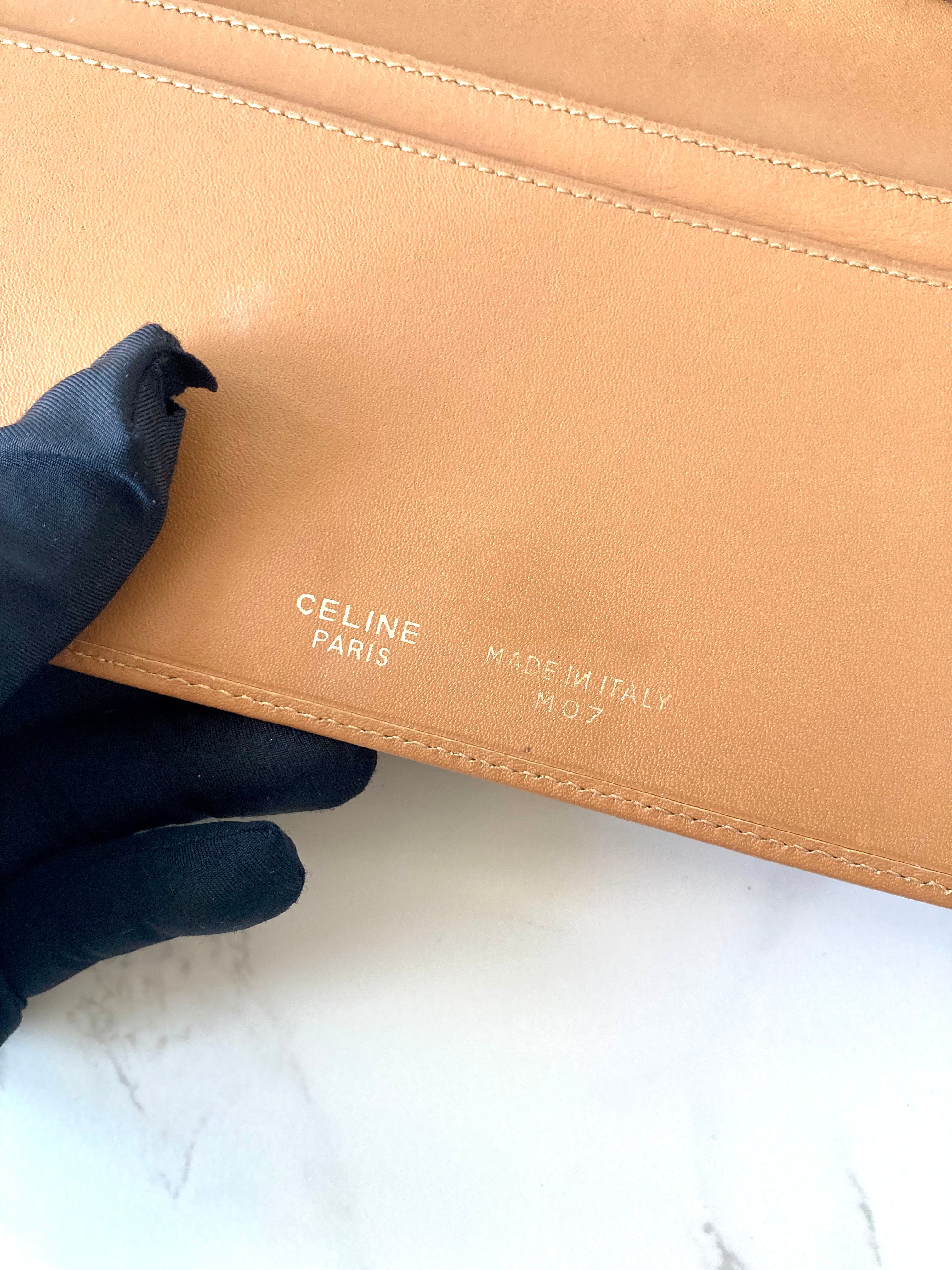 CELINE Brown Macadam Gold Triomphe Long Bi-fold Wallet