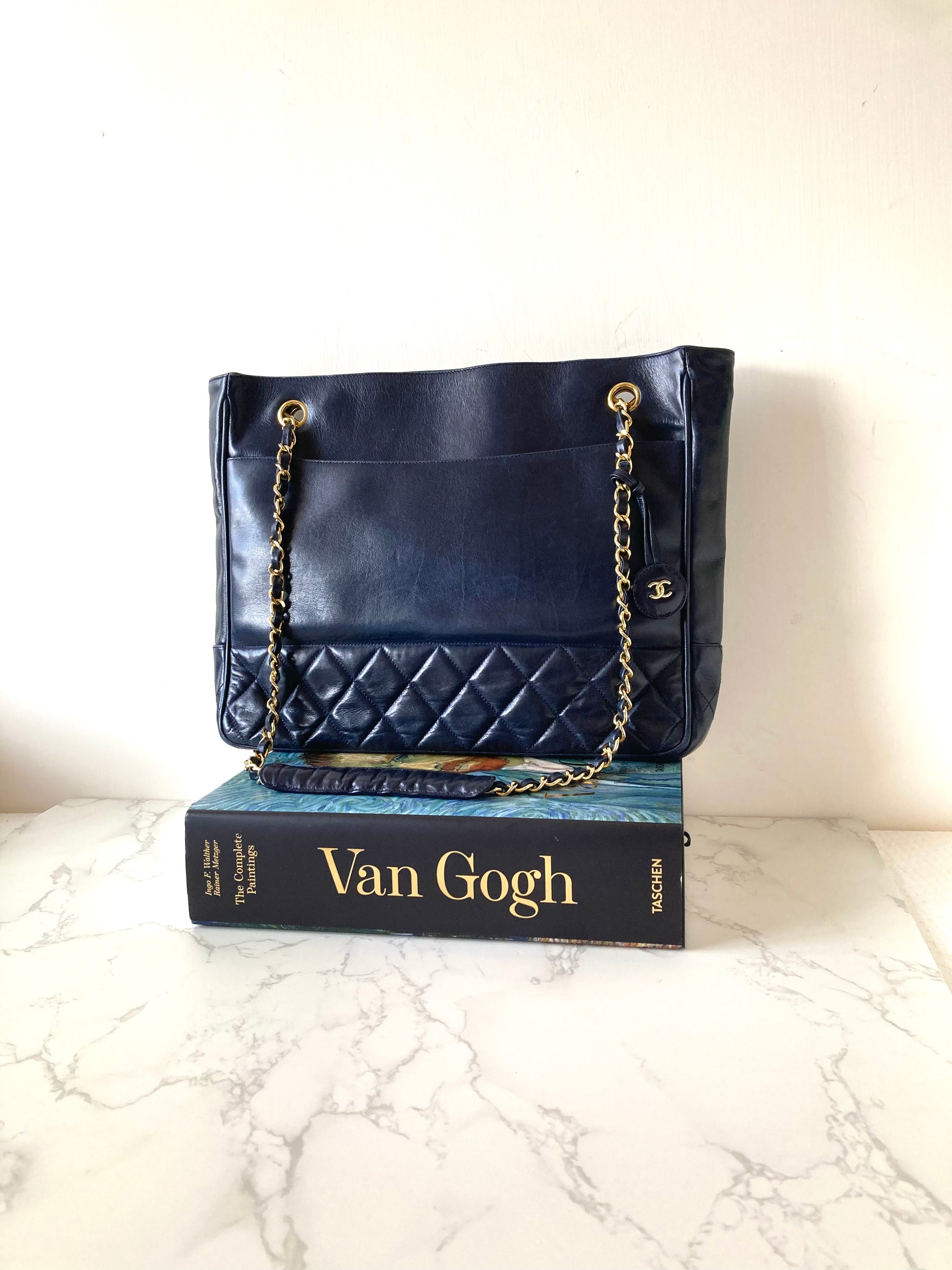 CHANEL Metalasse Black x Gold Chain Tote Bag