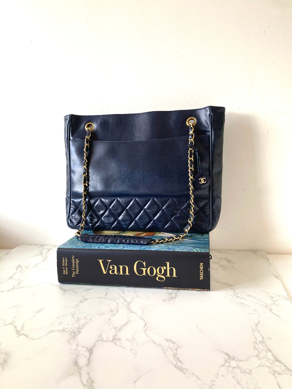 CHANEL Metalasse Black x Gold Chain Tote Bag