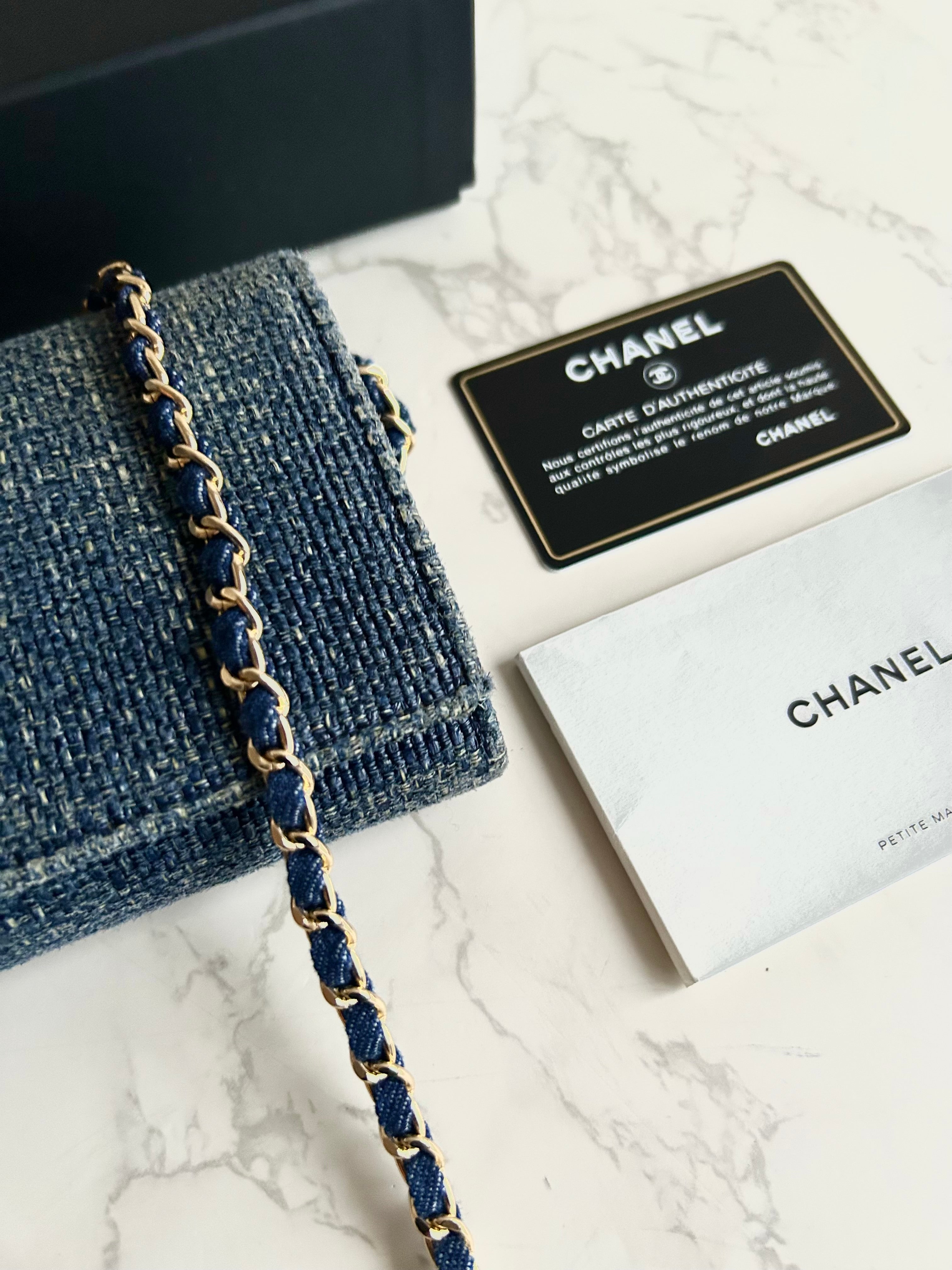 Rare Full Set Chanel Denim Patchwork WOC Shoulder Bag Crossbody Bag Long Wallet