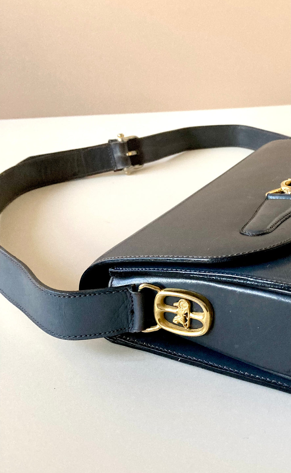 CELINE Black x Gold Horse Carriage Crossbody Bag
