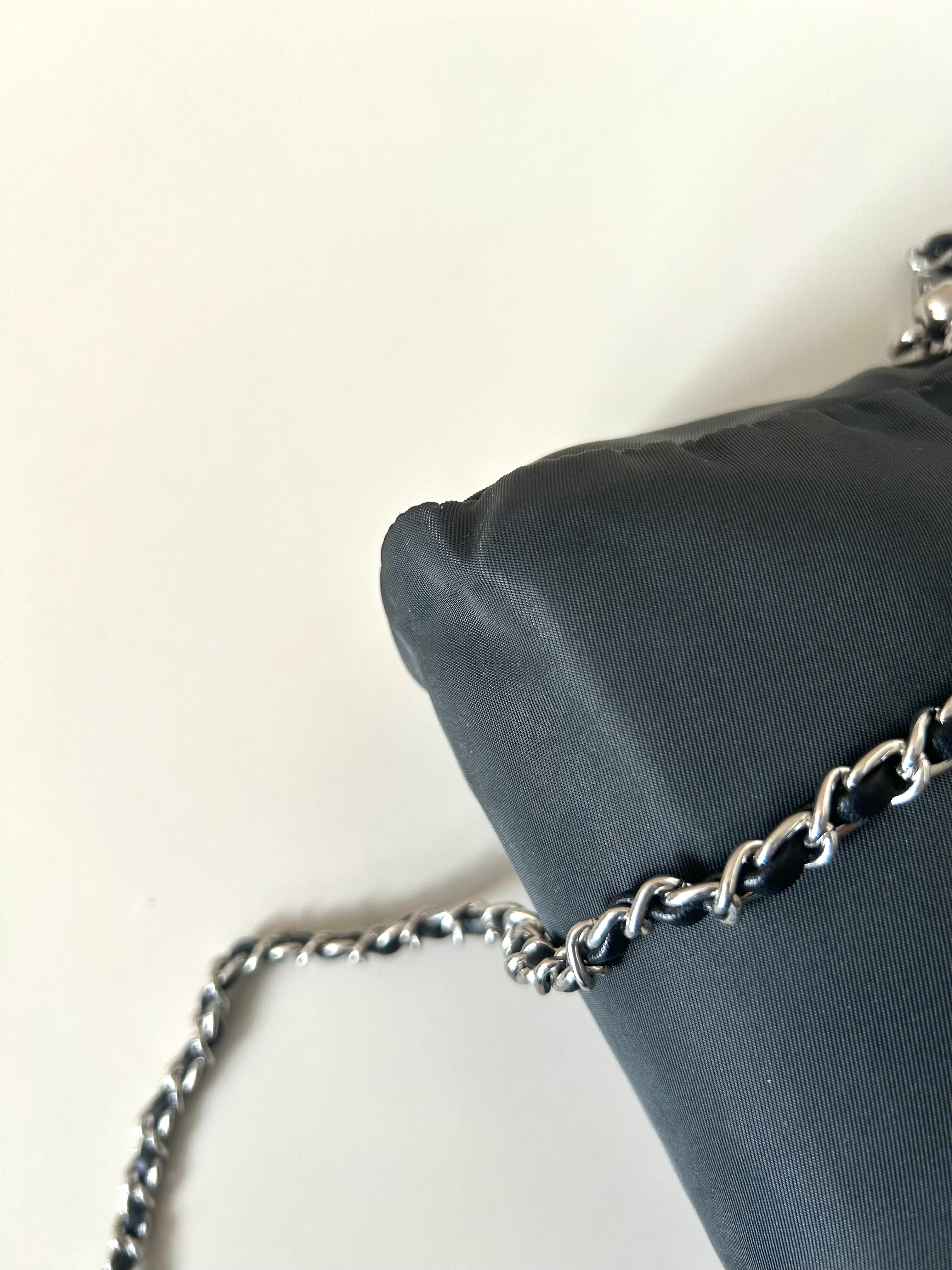PRADA parachute black chain small bag/shoulder bag/side backpack