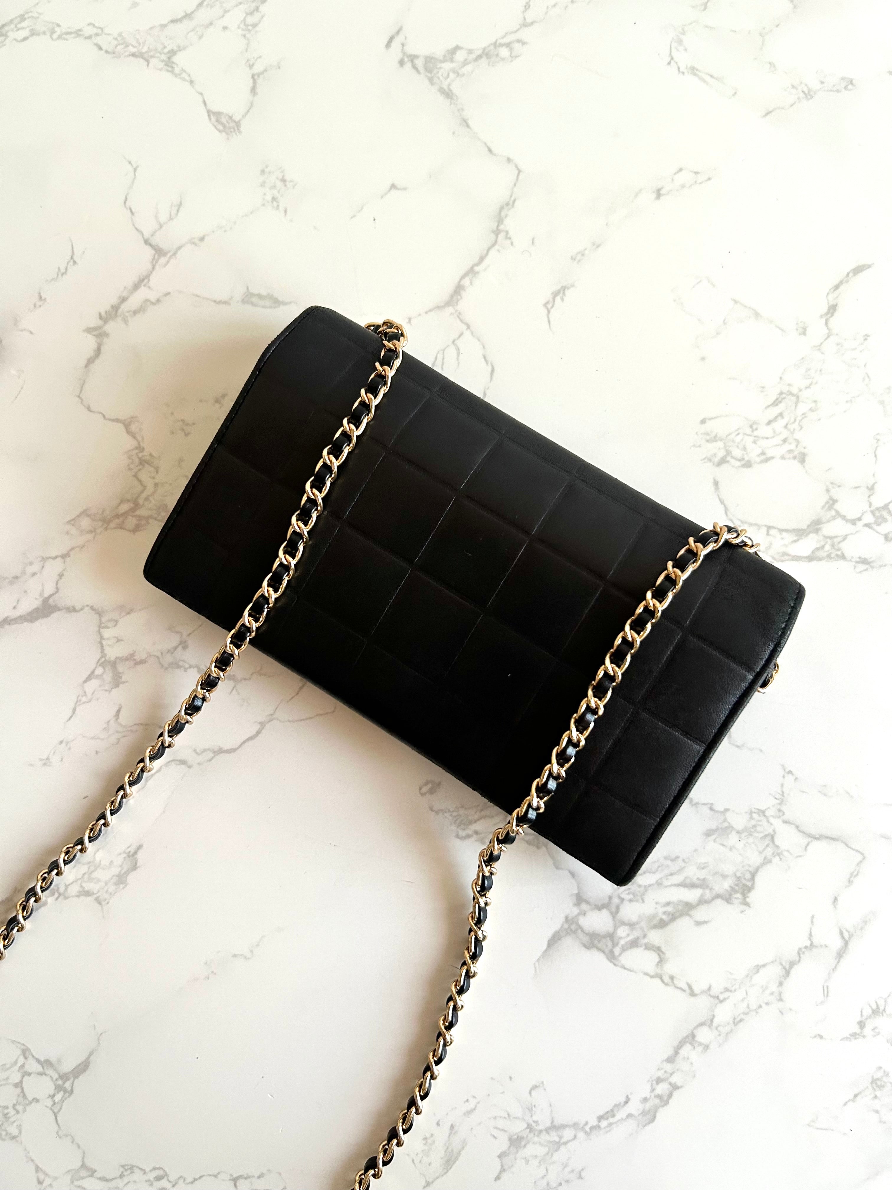 CHANEL Black Ice Cube Gold Buckle WOC Long Wallet / Diagonal Bag / Side Bag