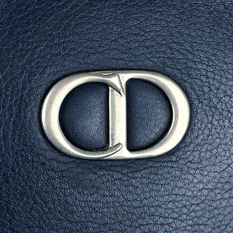 CHRISTIAN DIOR rare dark blue silver label leather small side bag / crossbody bag / tote bag / handbag