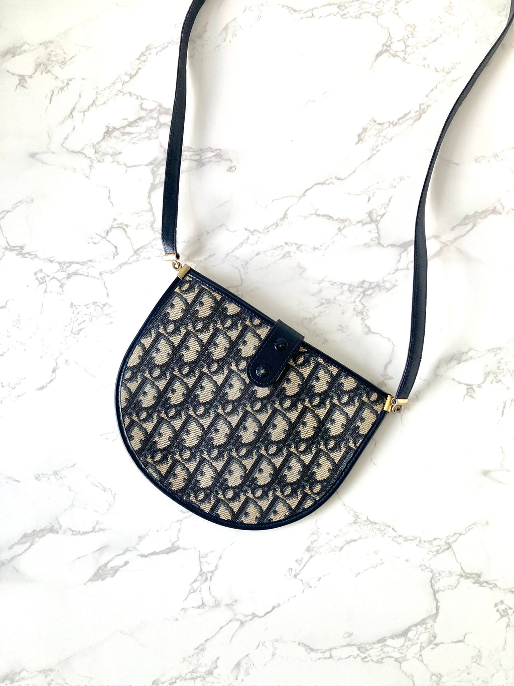 CHRISTIAN DIOR Navy Trotter Mini Bobby Crossbody Bag