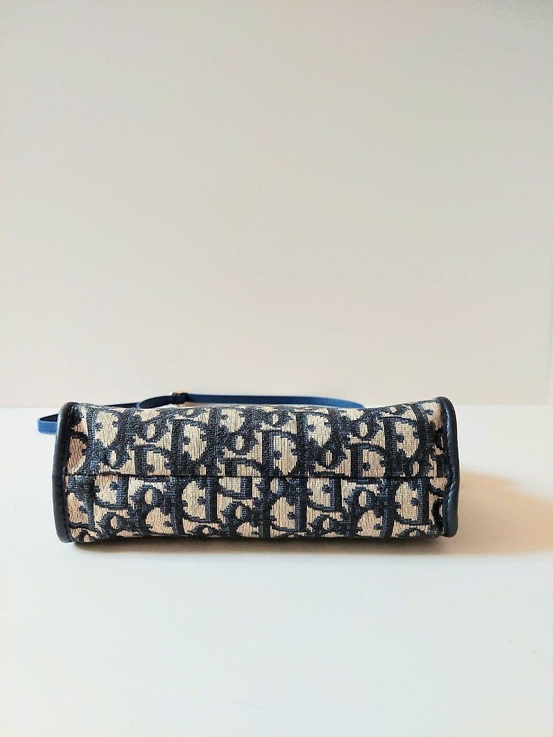 CHRISTIAN DIOR dark blue monogram shoulder bag/side bag/oblique bag - Japanese second-hand Vintage