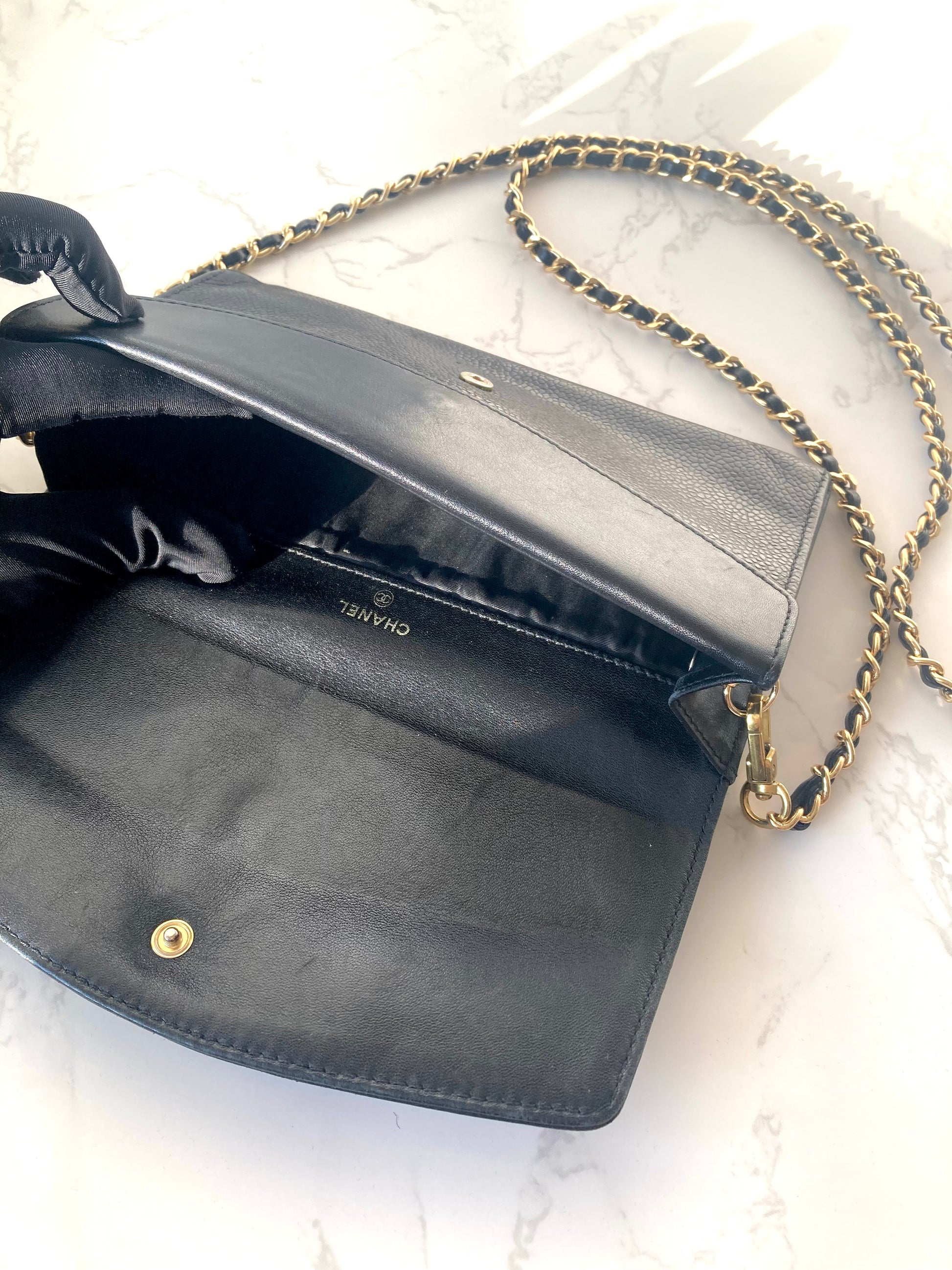 CHANEL Caviar Leather Black Wallet-on-Chain WOC (Add-on)