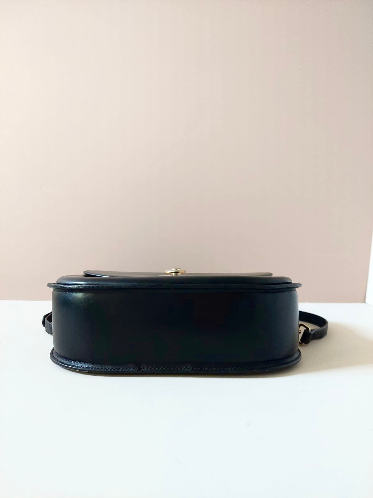CELINE rare black half moon Kelly crossbody bag / side backpack / handbag
