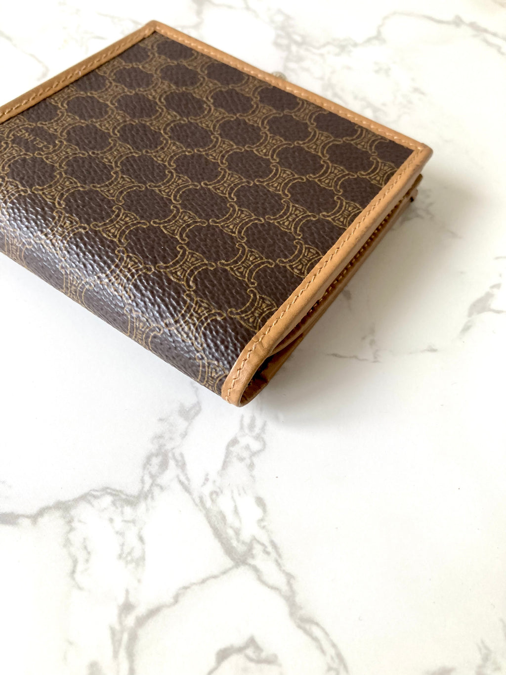 CELINE Brown Monogram Compact Bi-Fold Wallet