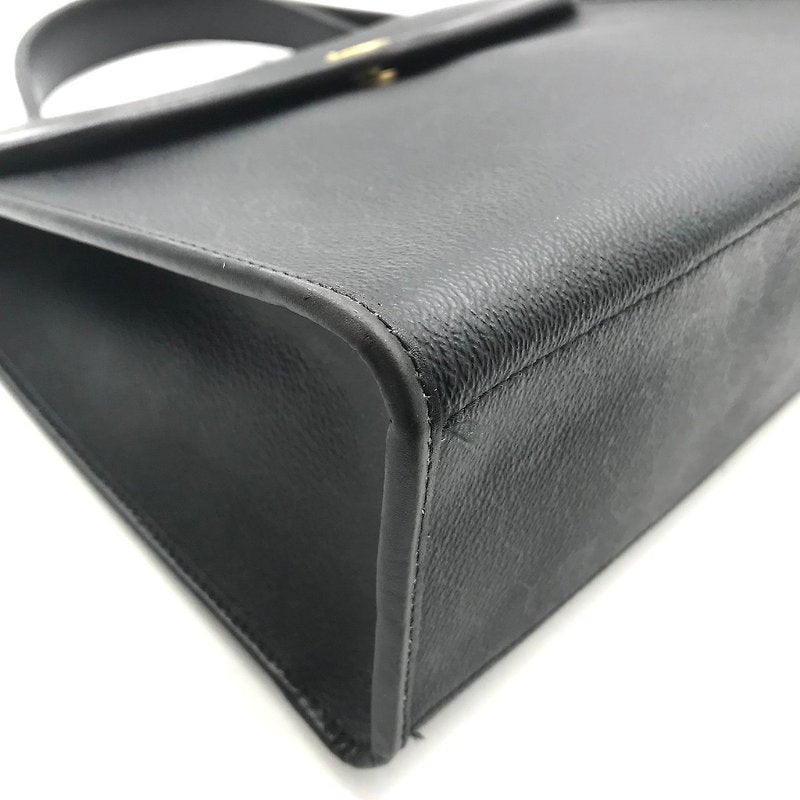 CHRISTIAN DIOR Rare Black Kelly Leather Side Bag/Messenger Bag/Handbag - Japanese Second-hand Vintage