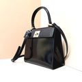 CELINE rare black silver buckle small Kelly handbag/side bag/crossbody bag