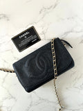 CHANEL Rare Black Caviar with Mirror WOC/Side Bag/Messenger Bag