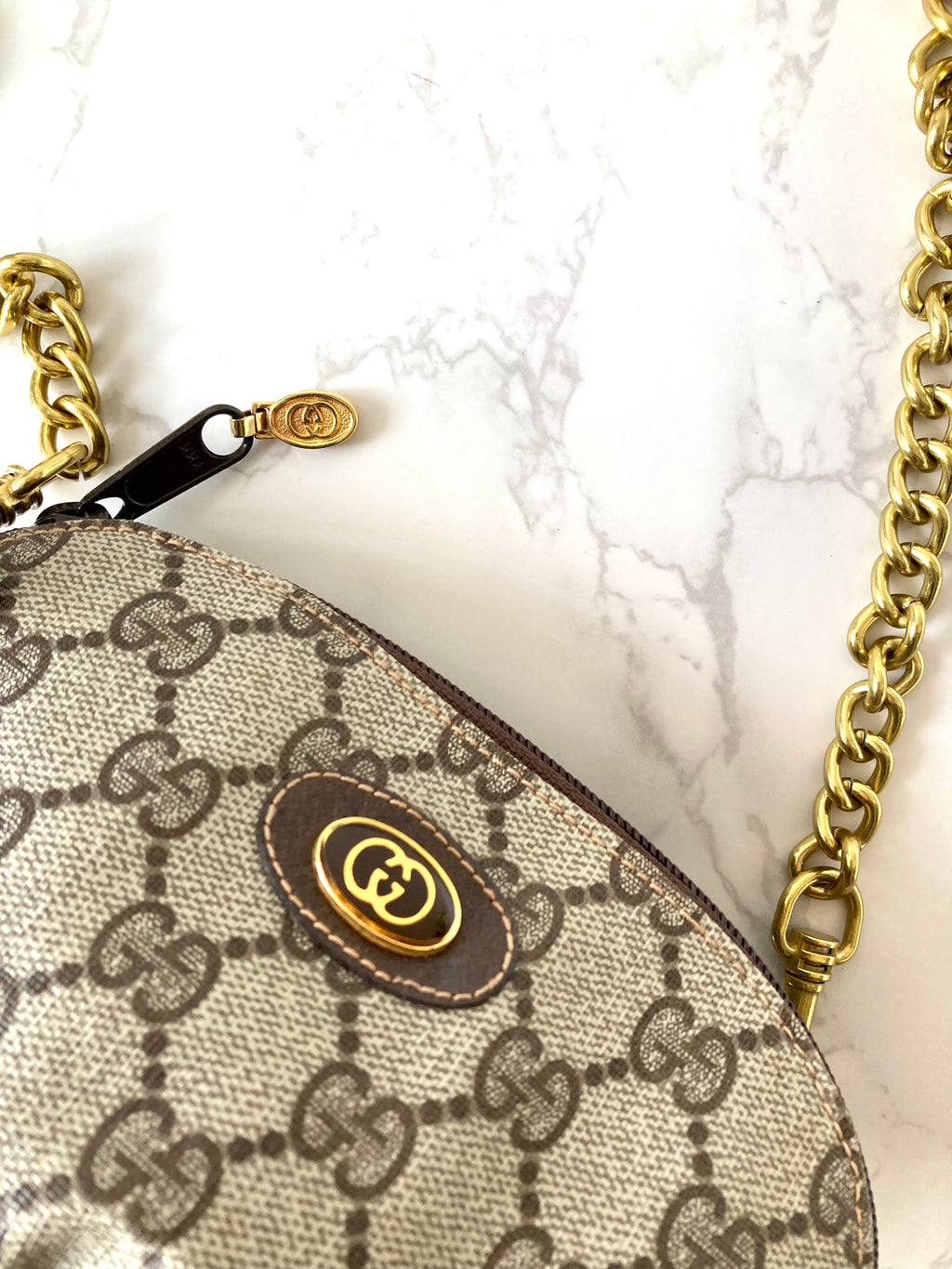 GUCCI Brown Monogram Gold Accessories Mini Two-way Crossbody / Pouch Bag