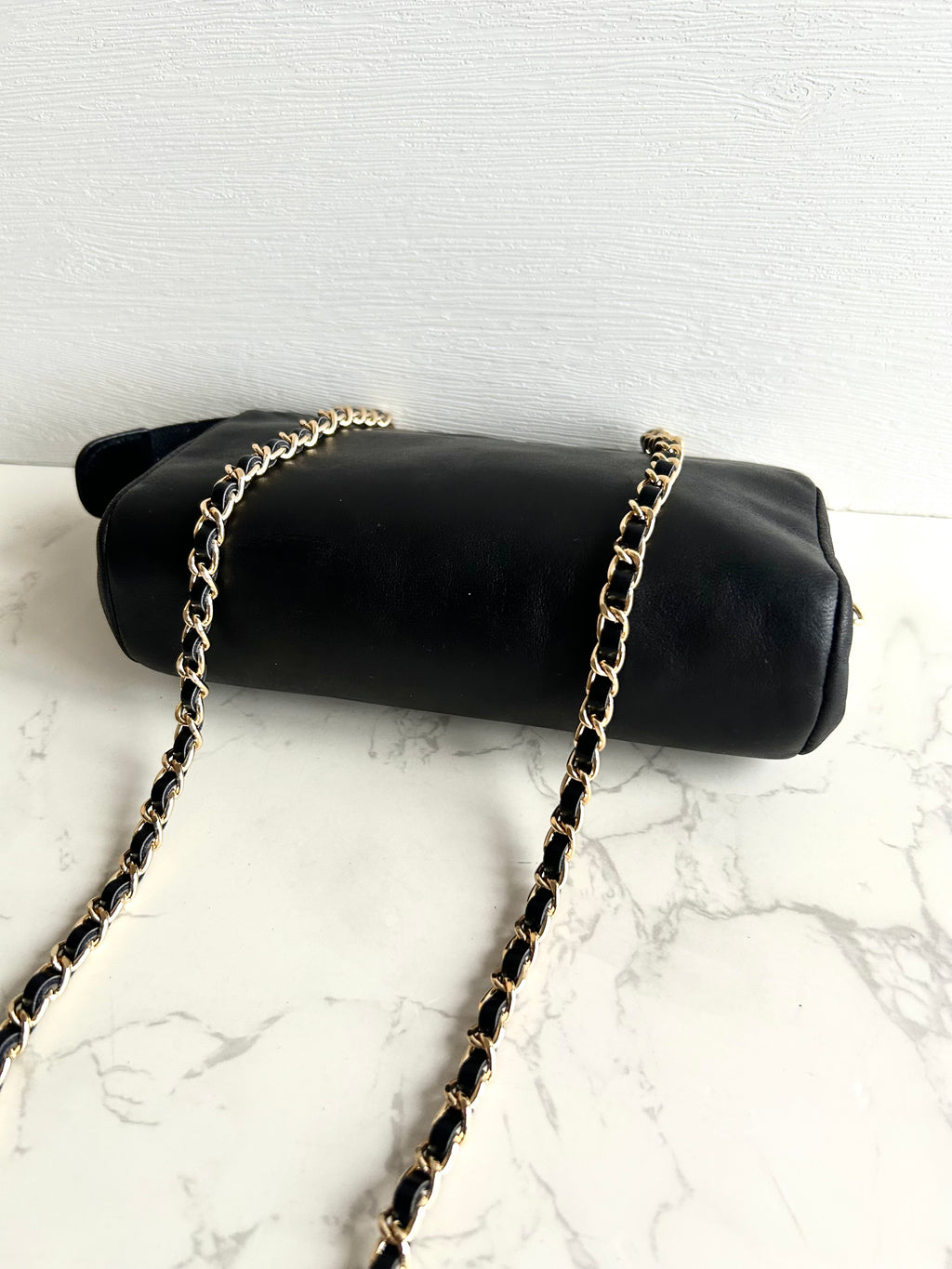 Chanel 黑色小羊皮革Cocomark斜背包/單肩包/側背包