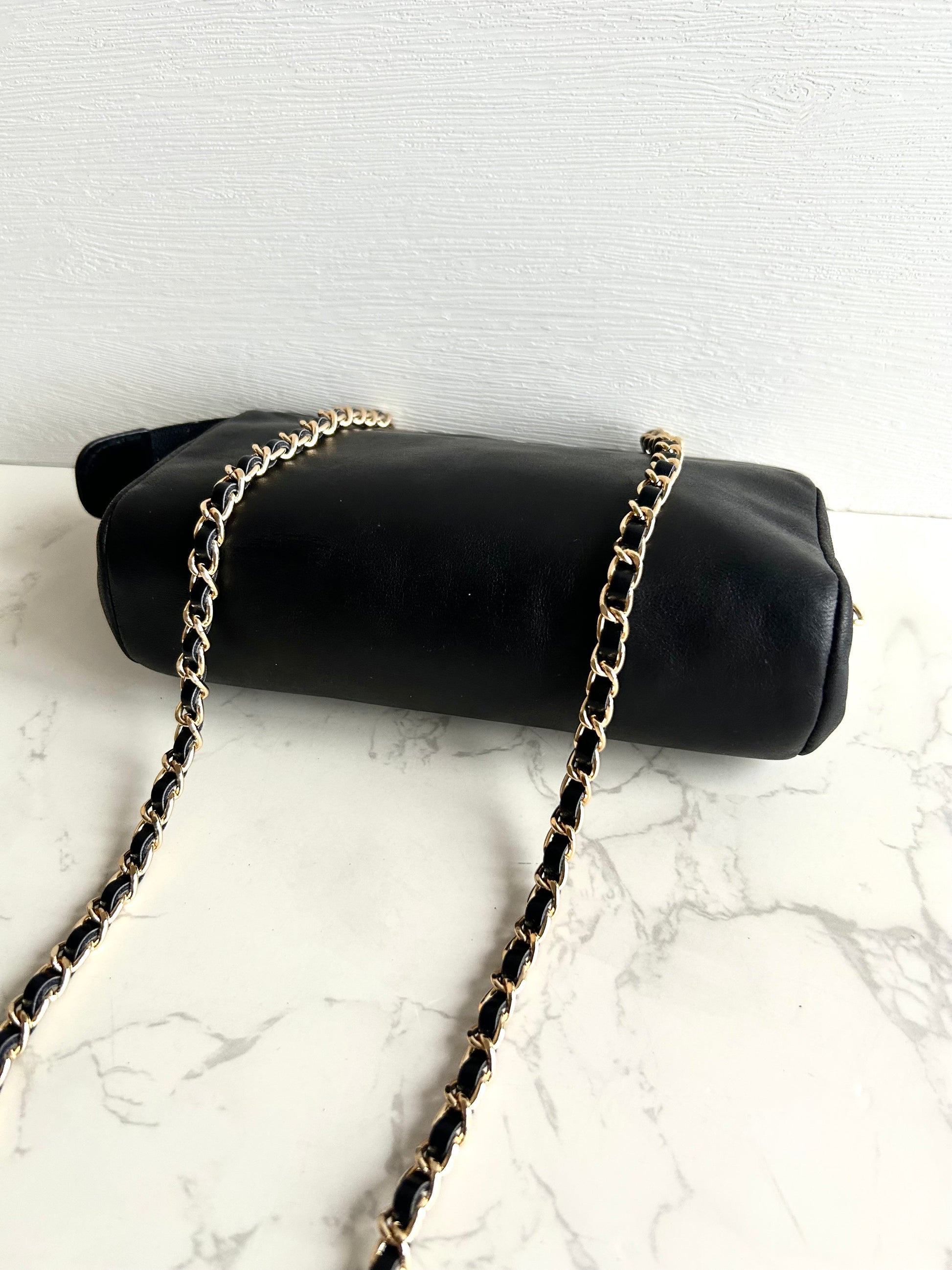 Chanel 黑色小羊皮革Cocomark斜背包/單肩包/側背包