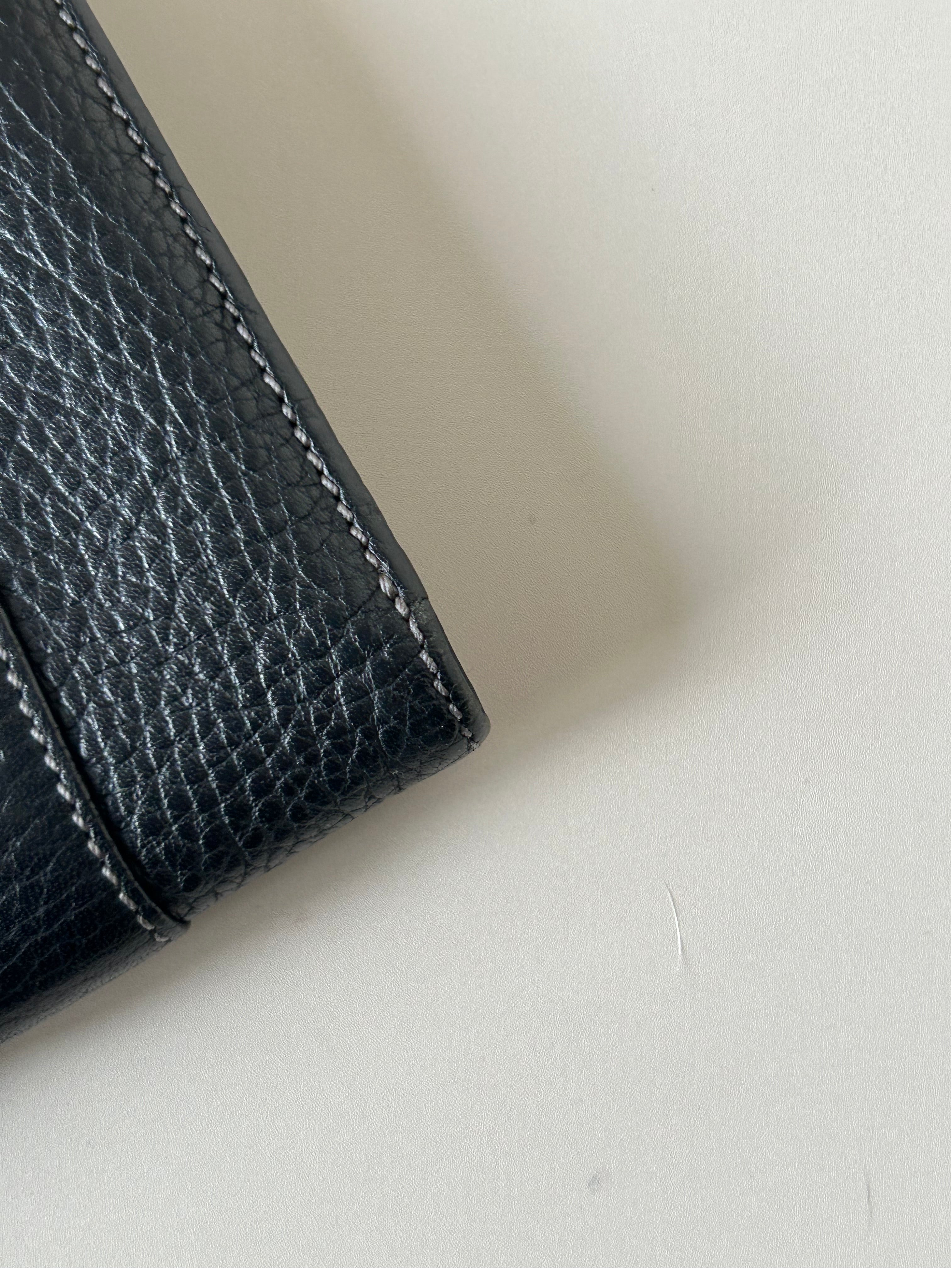 LOEWE rare black cowhide leather short wallet / small wallet / coin purse