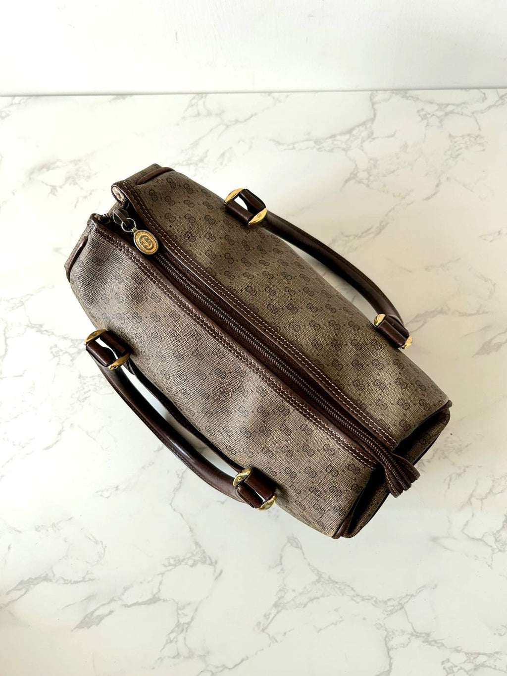 GUCCI Rare Brown Small Boston Bag/Side Bag/Messenger Bag