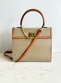 CELINE rare beige old flower Kelly side bag / oblique backpack / handbag