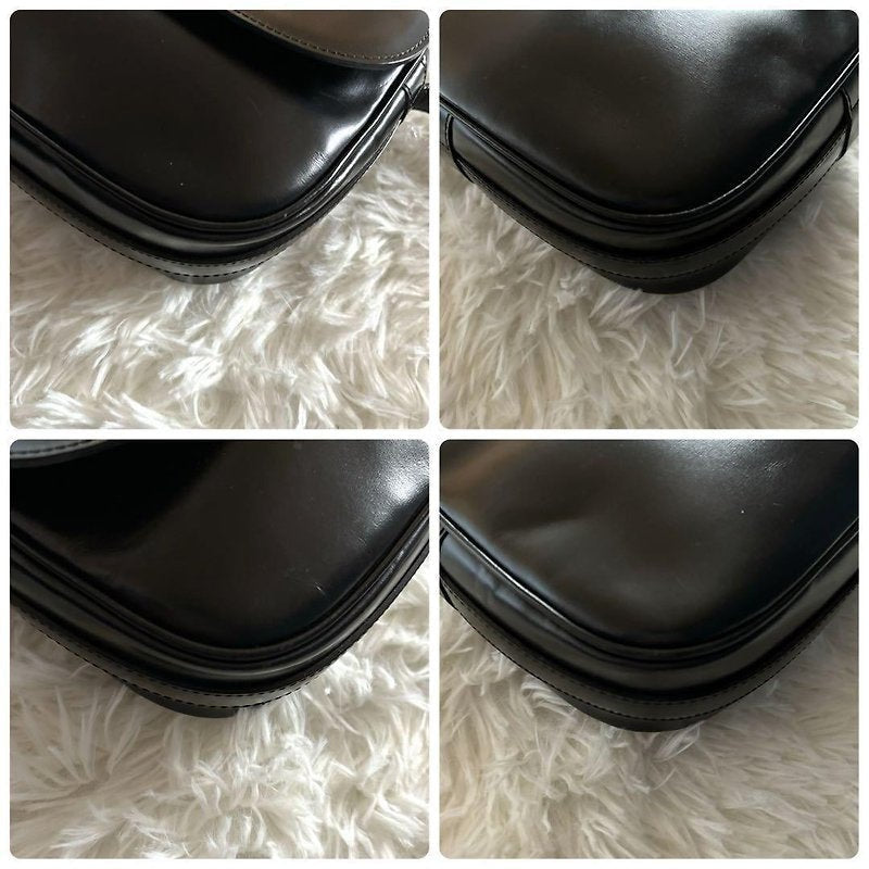 CELINE rare gold planet black leather tofu small bag / side bag / oblique bag