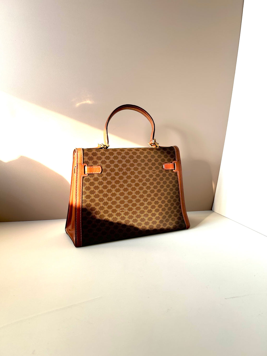 CELINE rare old flower Kelly / side bag / oblique backpack / handbag