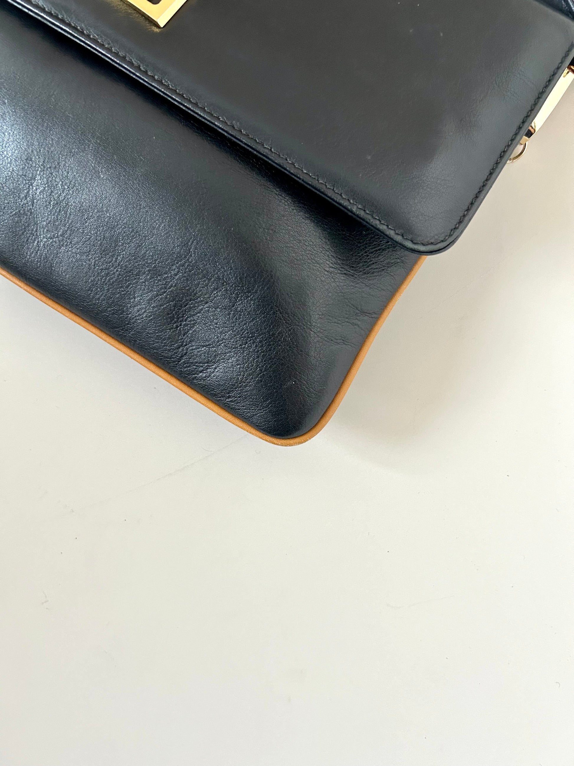 CELINE rare black carriage gold buckle side bag/clutch/crossbody bag