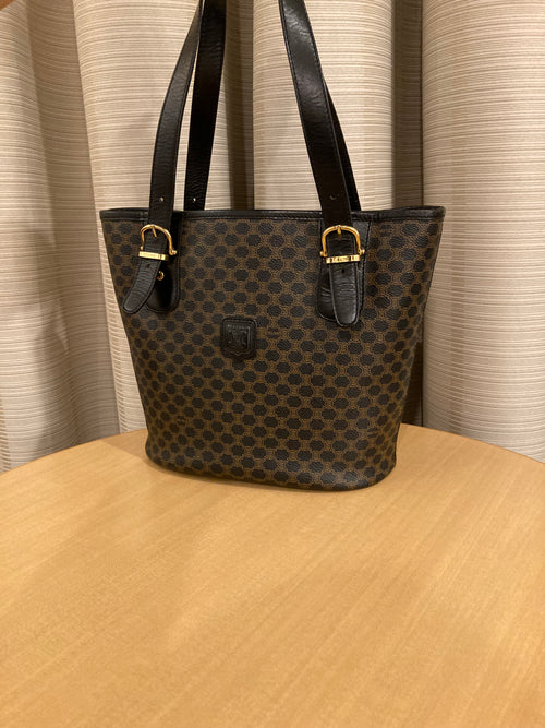 CELINE Black Macadam Small Tote