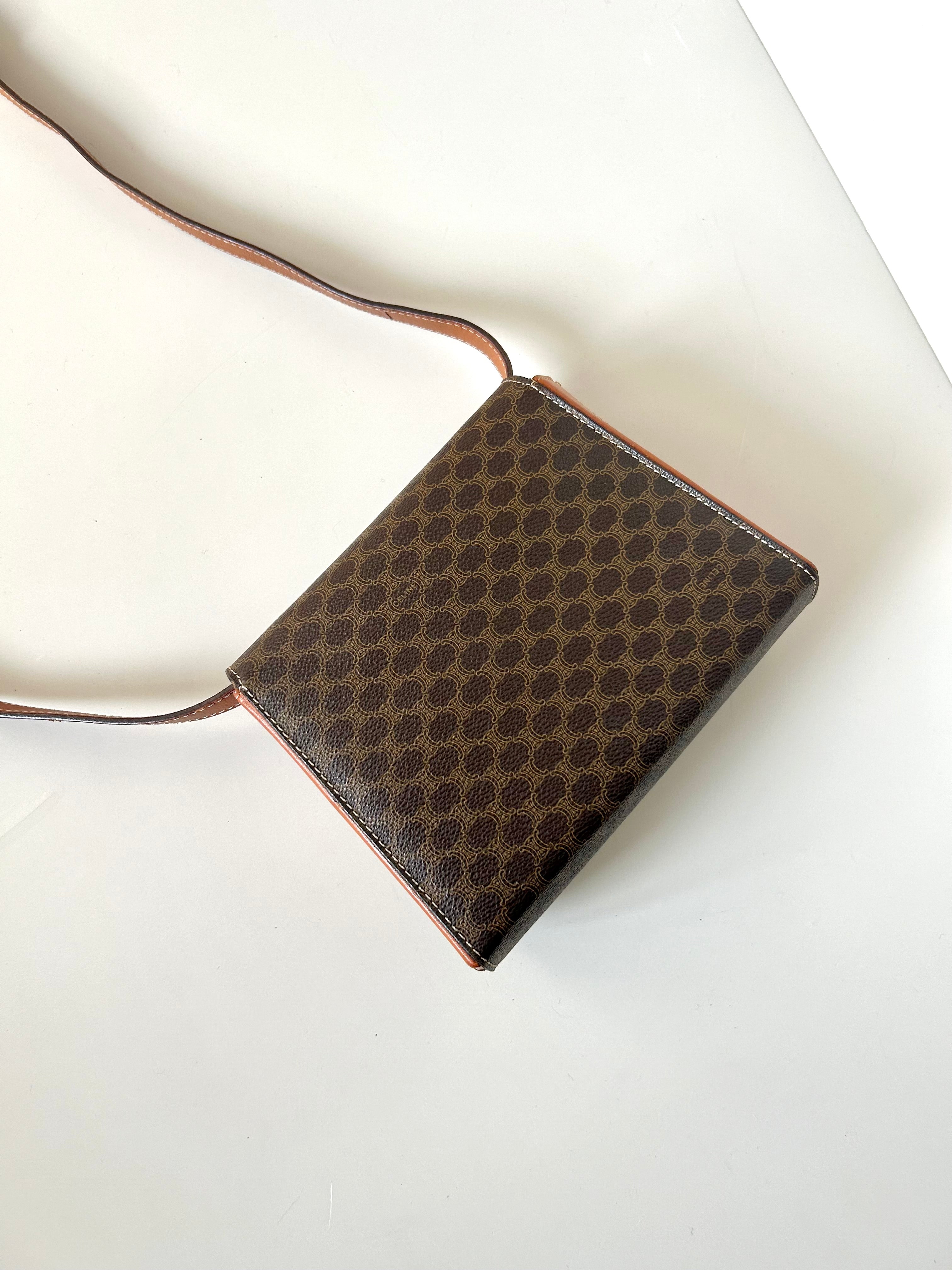 CELINE Brown Old Flower Envelope Box Small Bag/Side Bag/Messenger Bag