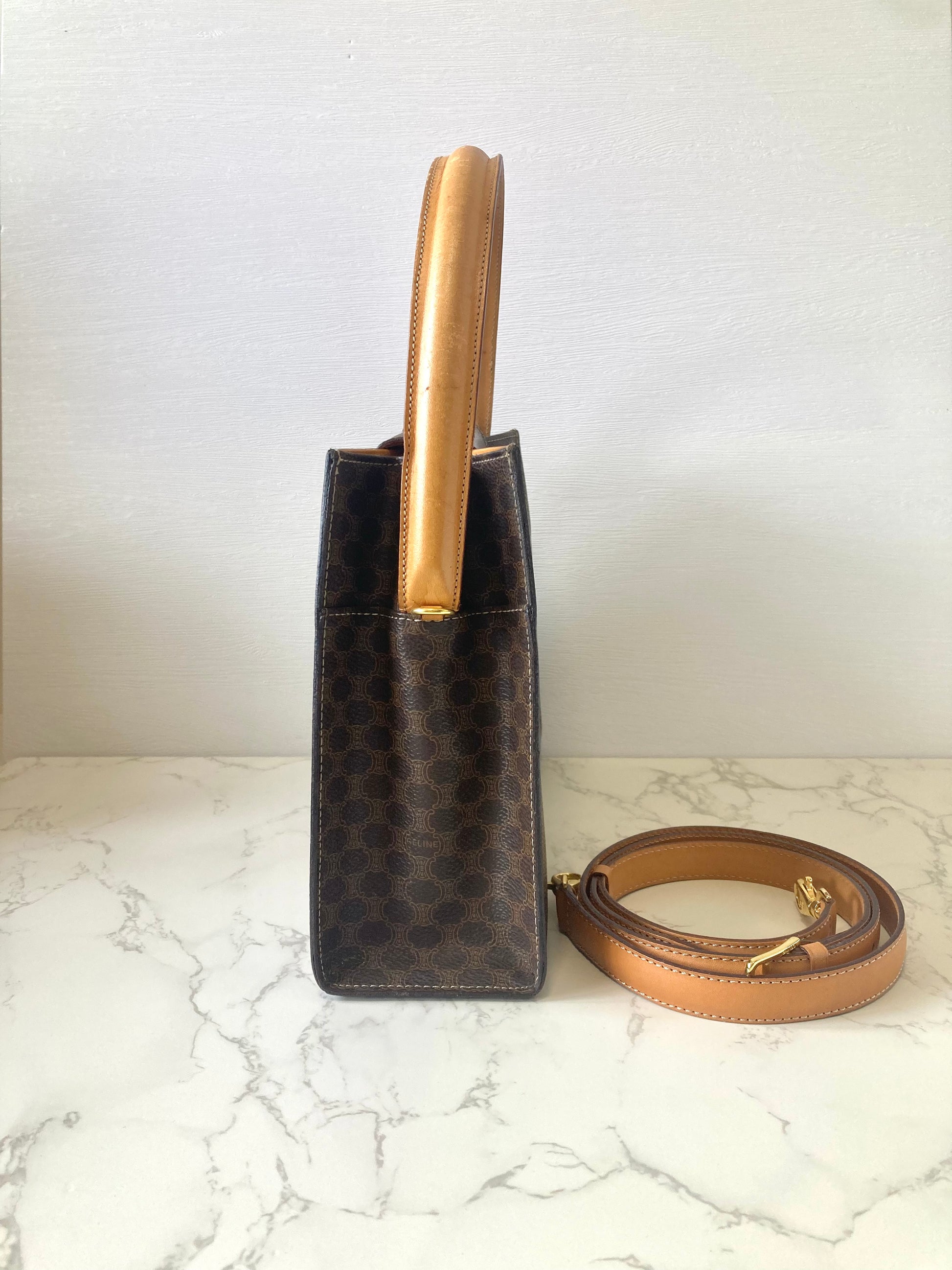 CELINE Rare Monogram Kelly Two-Way Handbag / Shoulder Bag
