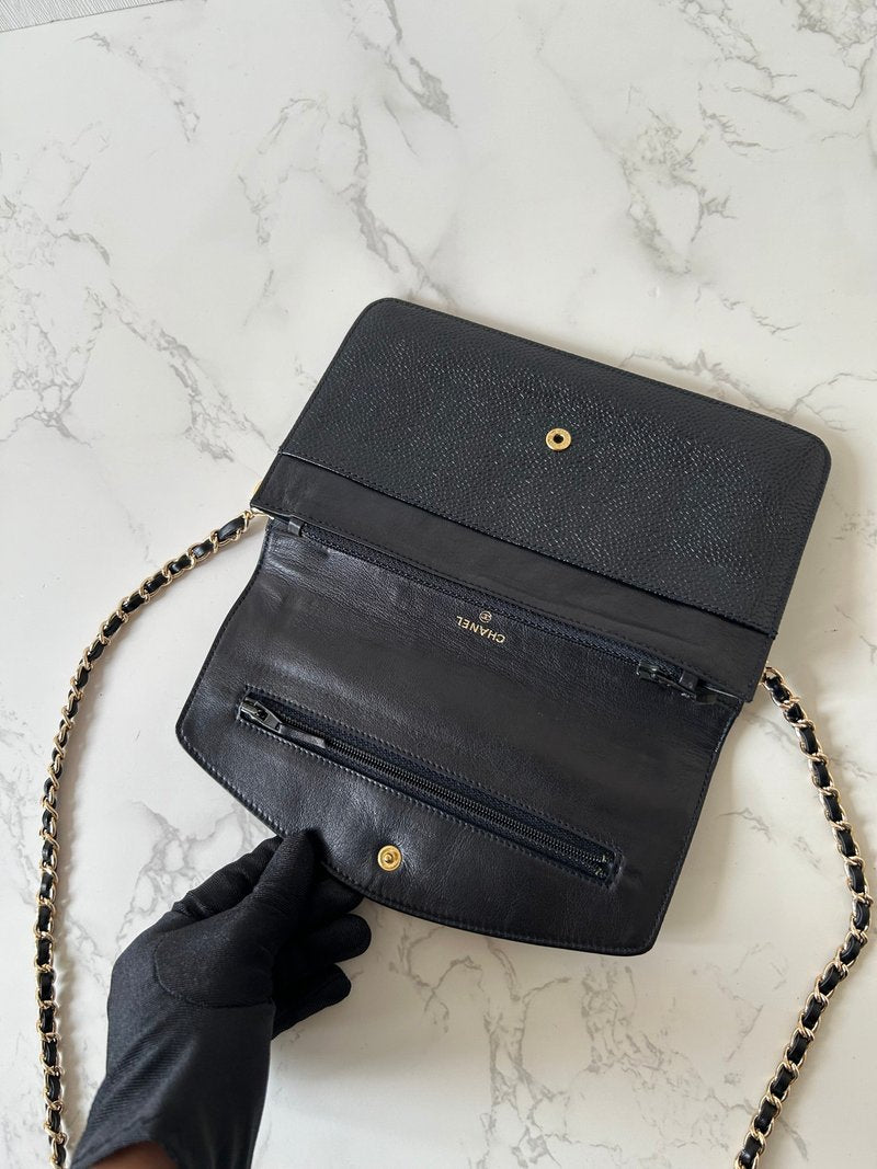 CHANEL Rare Black Caviar Chain WOC/Side Bag/Messenger Bag