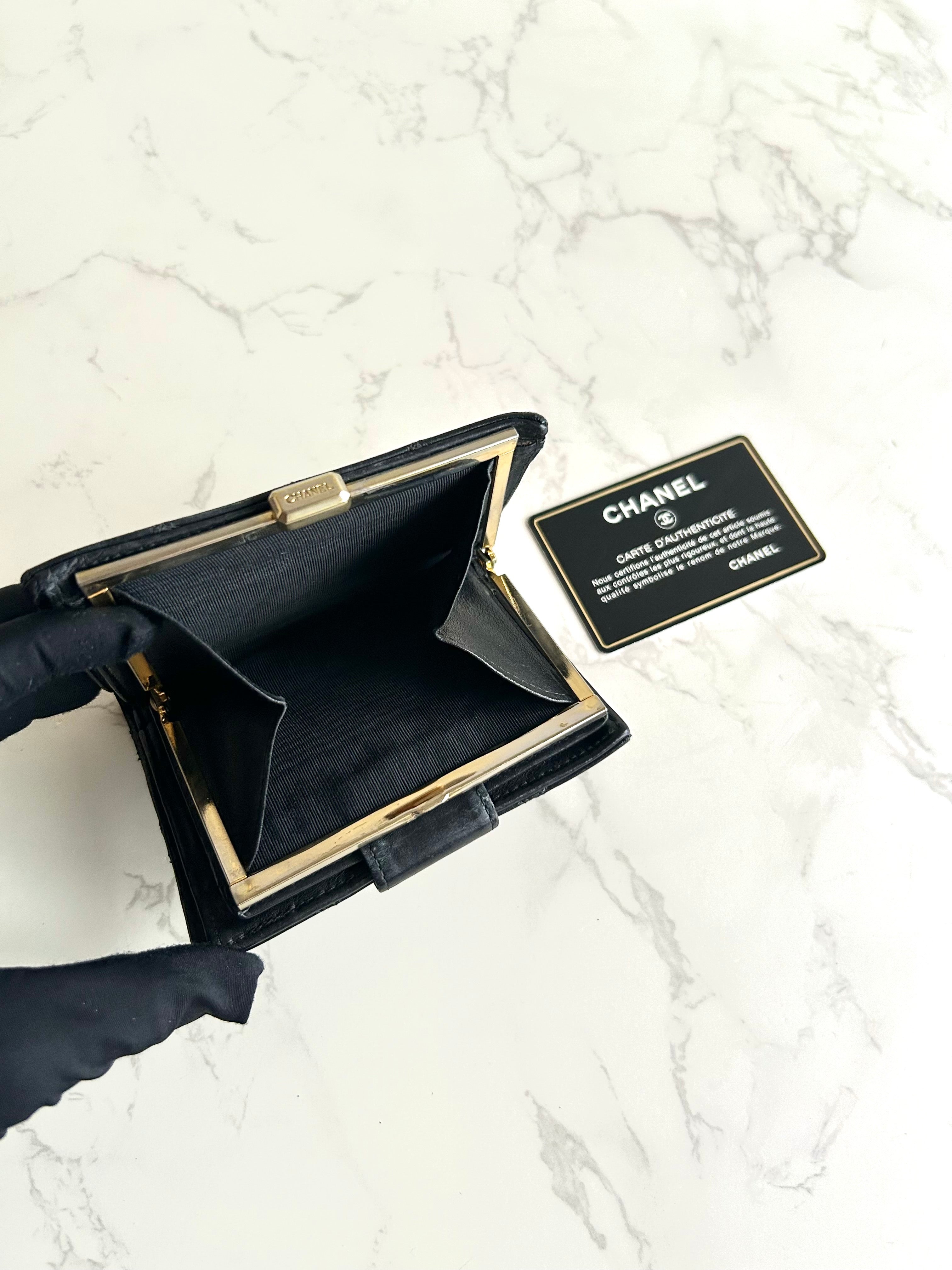 Chanel Black Matelassé Lambskin Wallet