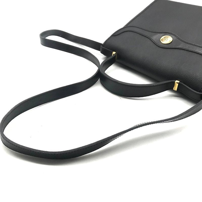 CHRISTIAN DIOR Rare Black Kelly Leather Side Bag/Messenger Bag/Handbag - Japanese Second-hand Vintage