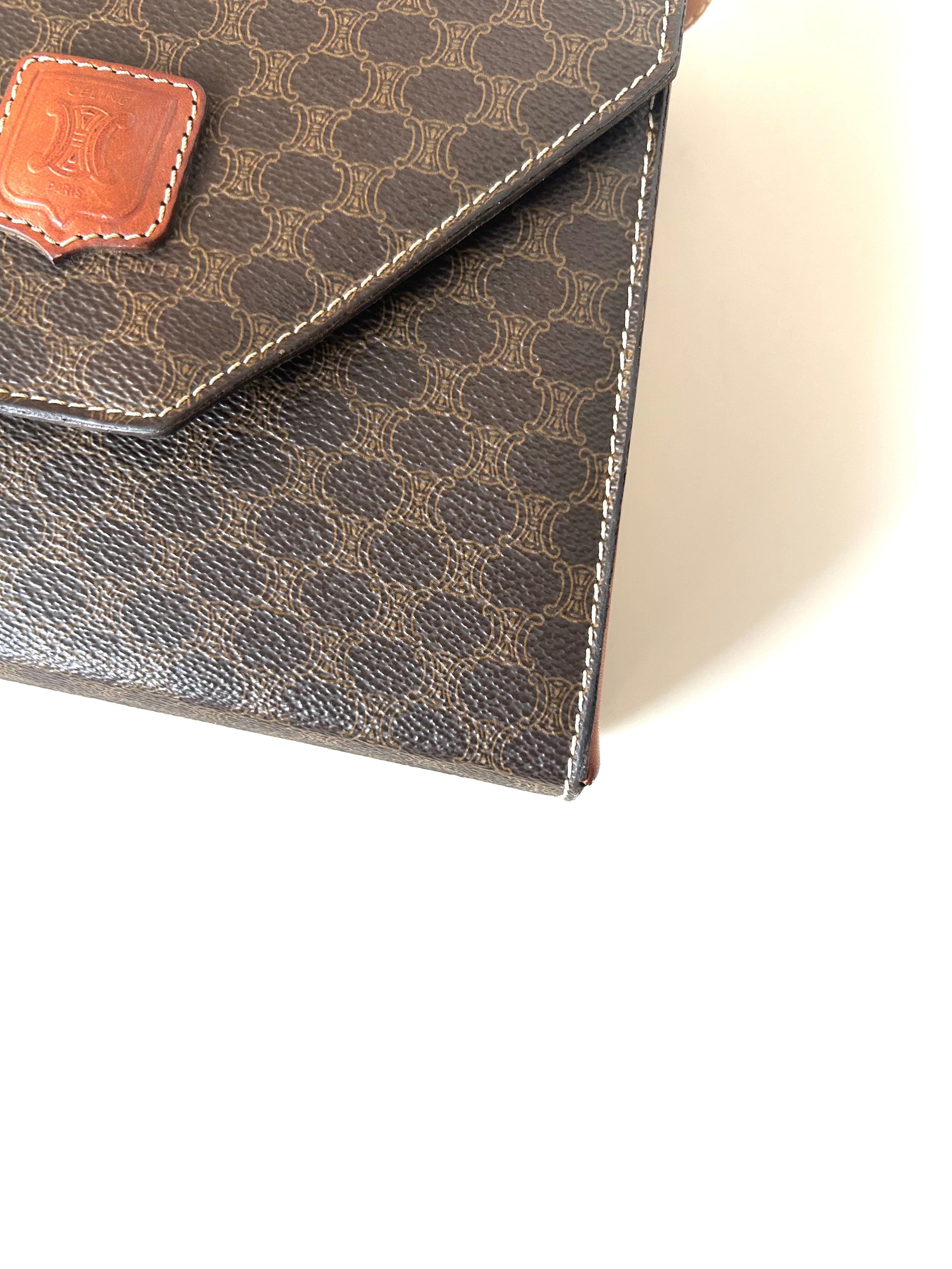 CELINE Brown Old Flower Envelope Box Small Bag/Side Bag/Messenger Bag