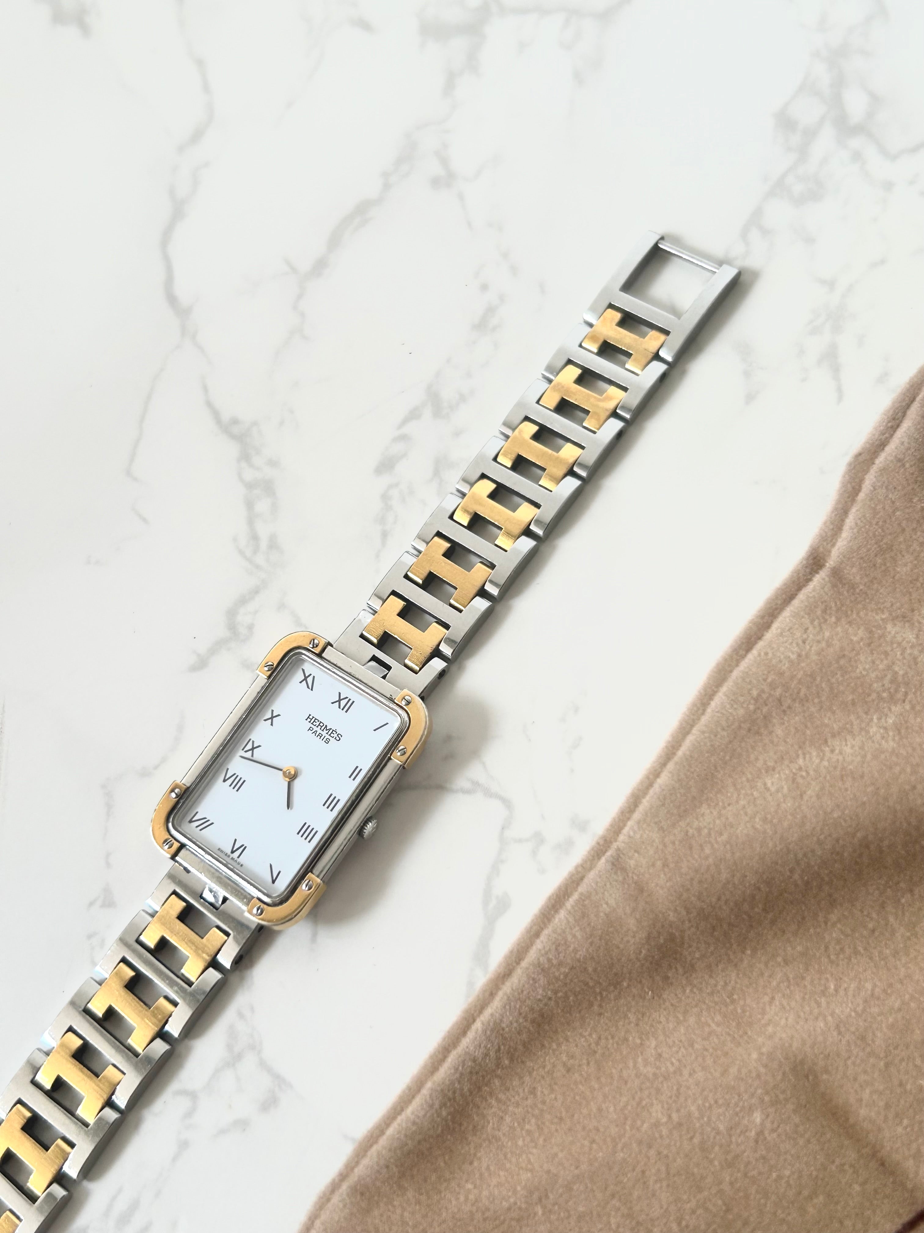 HERMES rare Croisiere gold and silver bracelet men's and women's watch