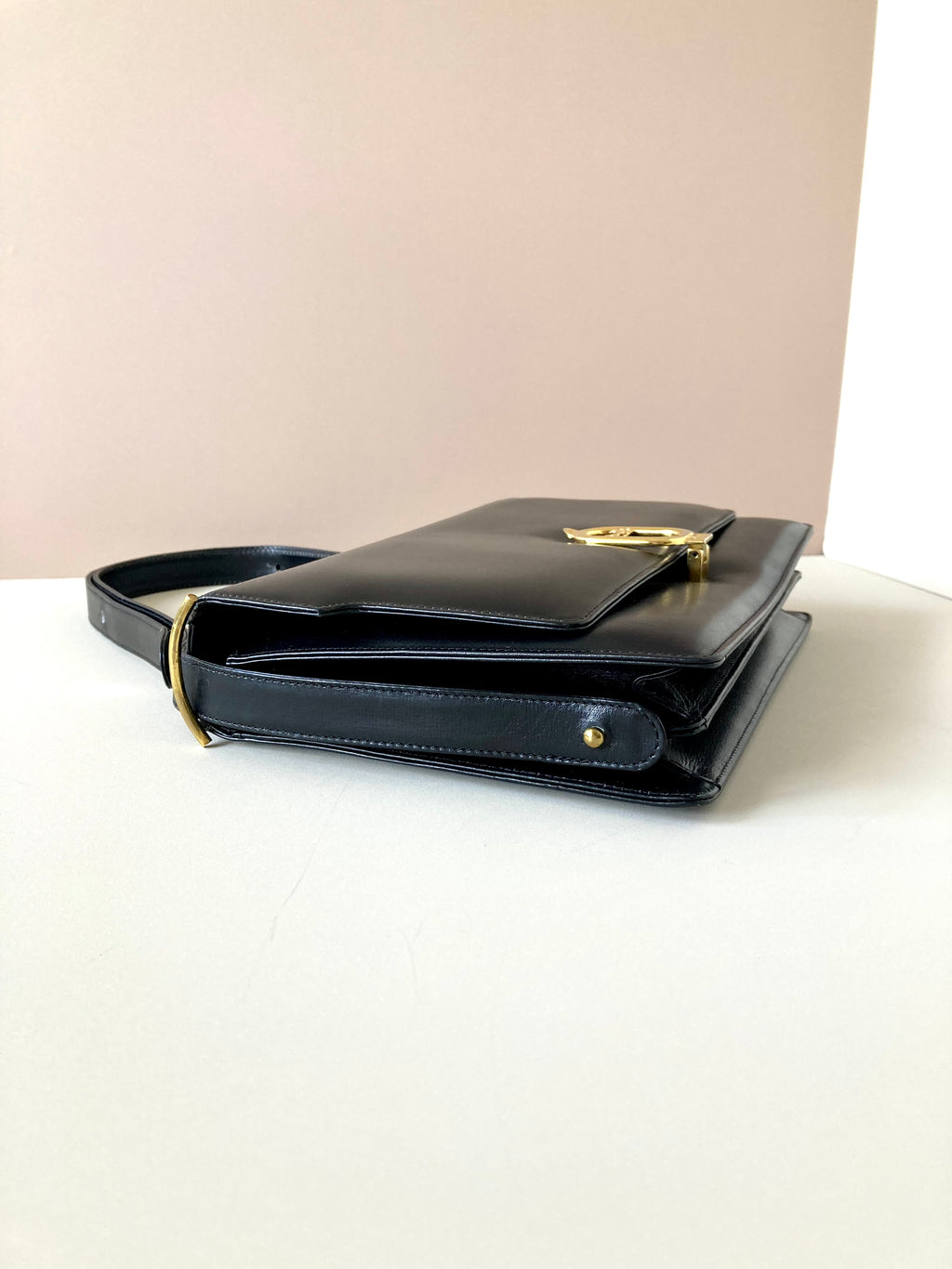 CELINE Black x Gold Horse Carriage Crossbody Bag