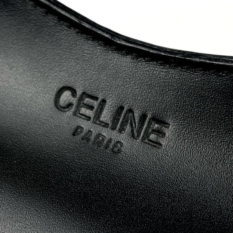 CELINE 稀有黑金色圓弧翻蓋皮革後背包