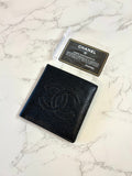 CHANEL rare black caviar cowhide leather bi-fold short wallet/wallet/purse for men and women