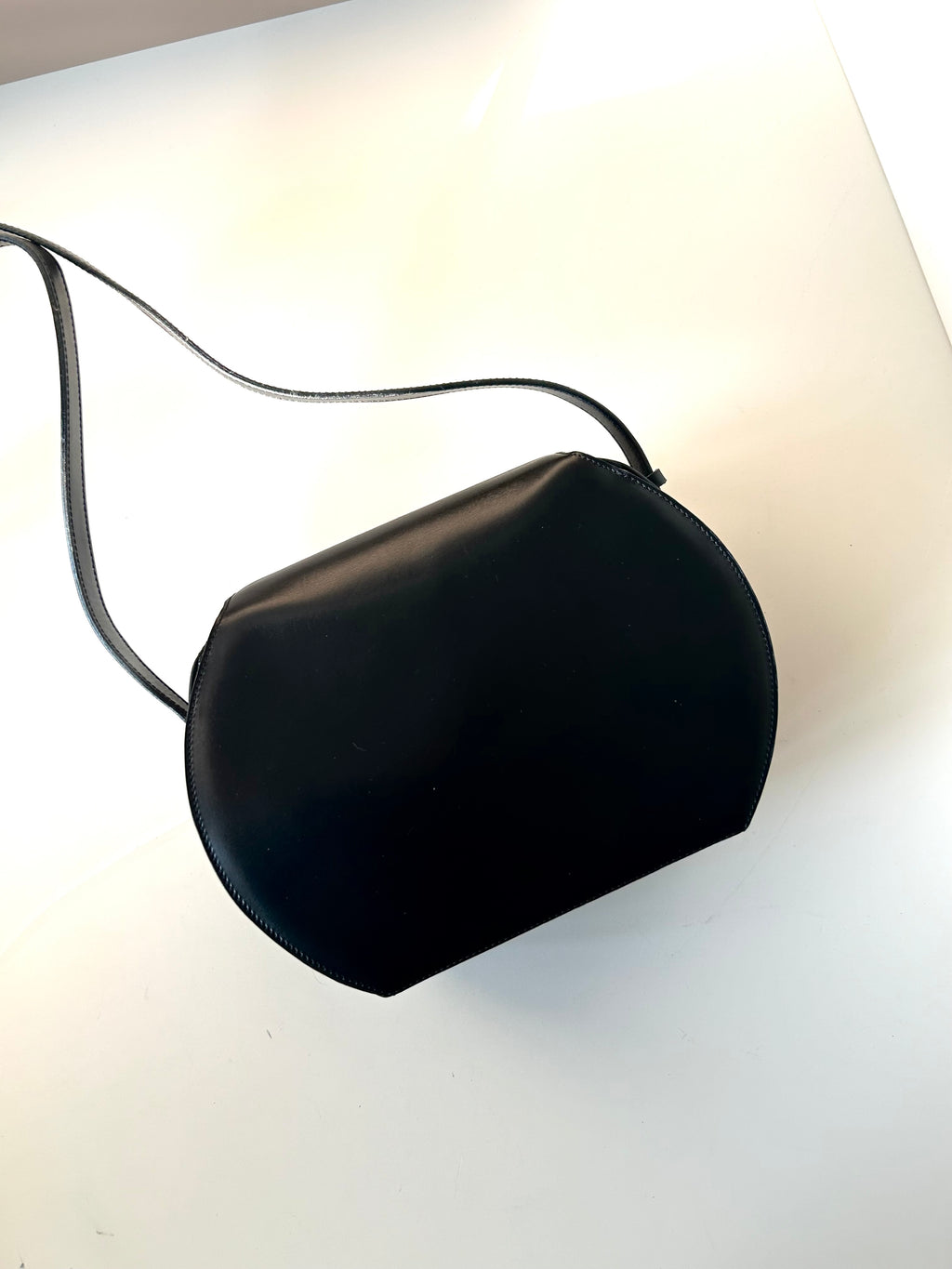 CELINE Rare Moving Planet Black Leather Tofu Bun Small Bag Side Bag / Crossbody Bag