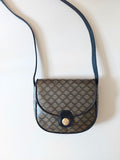 CELINE rare black and gray old flower saddle bag / side bag / oblique bag