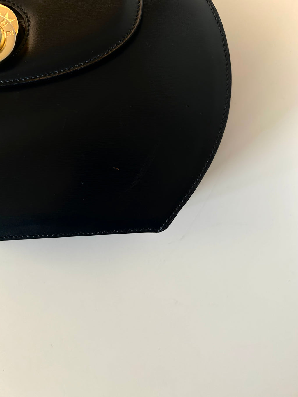 CELINE Rare Moving Planet Black Leather Tofu Bun Small Bag Side Bag / Crossbody Bag
