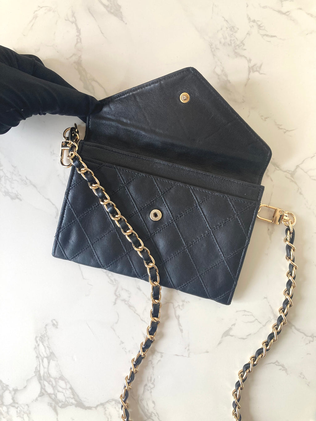 CHANEL Rare Black Lamb Skin Mini Chain Crossbody Bag
